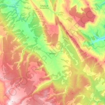 Топографическая карта Fortanete, высота, рельеф