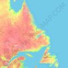 Топографическая карта Ньюфаундленд и Лабрадор, высота, рельеф