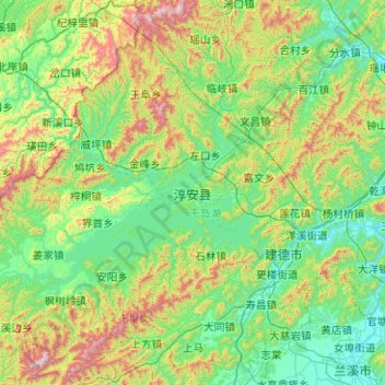 Топографическая карта Chun'an County, высота, рельеф