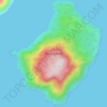 Топографическая карта Raza Island, высота, рельеф