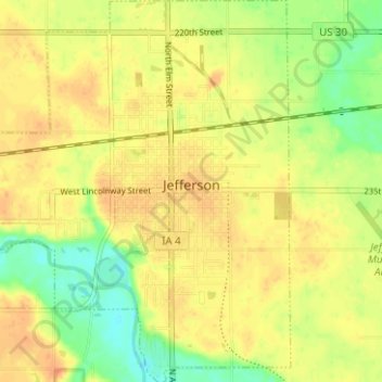 Топографическая карта Jefferson, высота, рельеф