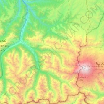 Топографическая карта Хурзукское сельское поселение, высота, рельеф