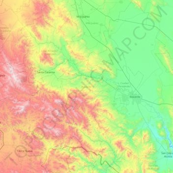 Топографическая карта Rioverde, высота, рельеф