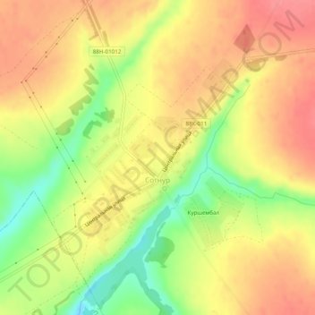 Топографическая карта Сотнур, высота, рельеф