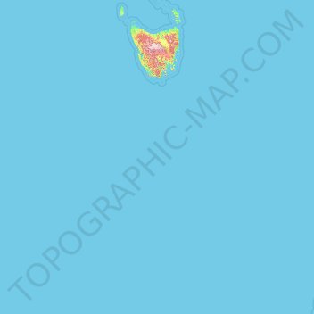 Топографическая карта Тасмания, высота, рельеф
