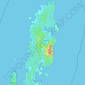 Топографическая карта North Andaman Island, высота, рельеф