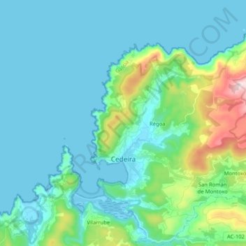 Топографическая карта Cedeira, высота, рельеф