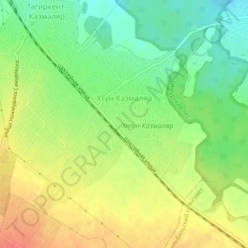 Топографическая карта Хтун-Казмаляр, высота, рельеф