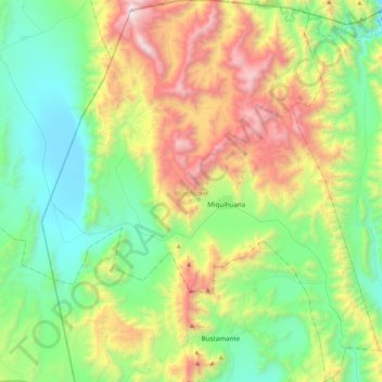 Топографическая карта Miquihuana, высота, рельеф