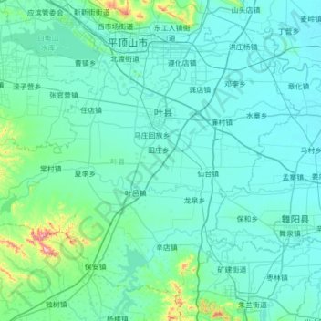 Топографическая карта 叶县, высота, рельеф
