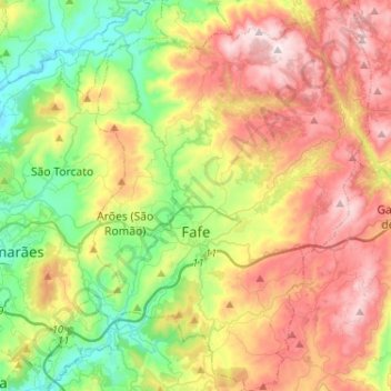 Топографическая карта Fafe, высота, рельеф