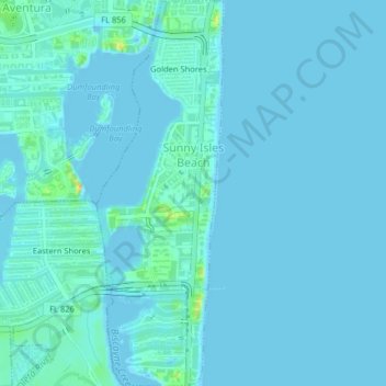 Топографическая карта Sunny Isles Beach, высота, рельеф