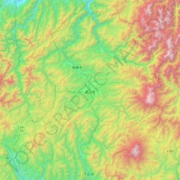 Топографическая карта 高山市, высота, рельеф