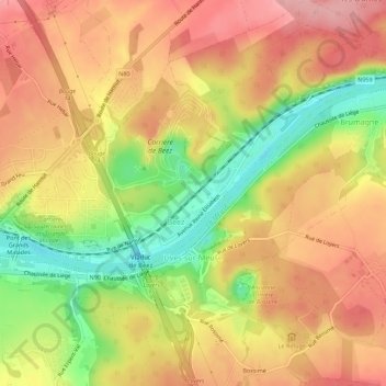 Топографическая карта Lives-sur-Meuse, высота, рельеф