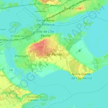 Топографическая карта Île Perrot, высота, рельеф
