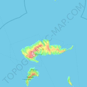Топографическая карта Hiva Oa, высота, рельеф