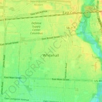 Топографическая карта Whitehall, высота, рельеф