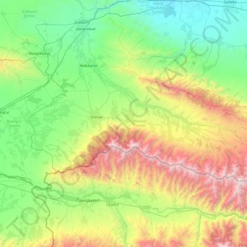 Топографическая карта Бахмальский район, высота, рельеф