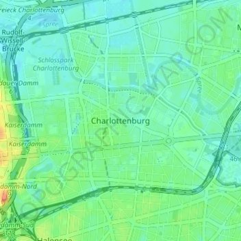 Топографическая карта Charlottenburg, высота, рельеф