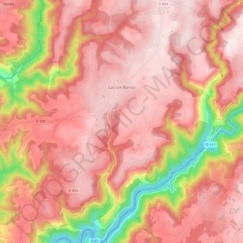 Топографическая карта Lacroix-Barrez, высота, рельеф