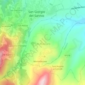 Топографическая карта San Nazzaro, высота, рельеф