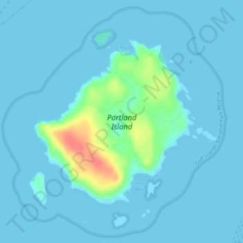 Топографическая карта Portland Island, высота, рельеф
