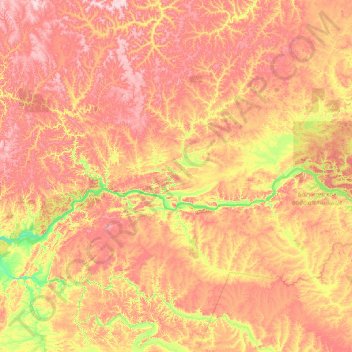 Топографическая карта Богучанский район, высота, рельеф