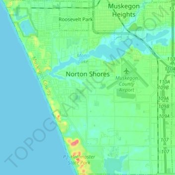 Топографическая карта Norton Shores, высота, рельеф