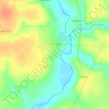 Топографическая карта Соболево, высота, рельеф