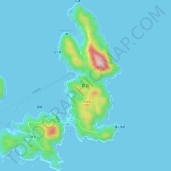 Топографическая карта 椛島, высота, рельеф