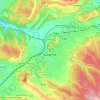 Топографическая карта Gardanne, высота, рельеф