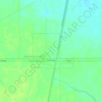 Топографическая карта Ormsby, высота, рельеф