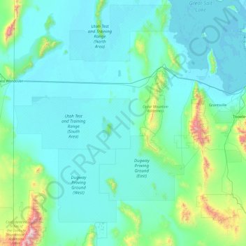 Топографическая карта Tooele County, высота, рельеф