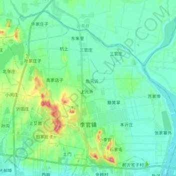 Топографическая карта 李官镇, высота, рельеф