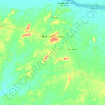 Топографическая карта Buriti do Tocantins, высота, рельеф