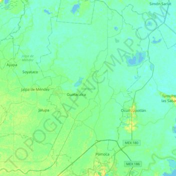Топографическая карта Nacajuca, высота, рельеф