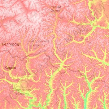 Топографическая карта Оскол, высота, рельеф
