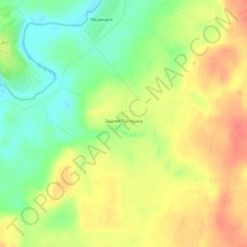 Топографическая карта Задняя Пустошка, высота, рельеф