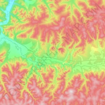 Топографическая карта Арей, высота, рельеф