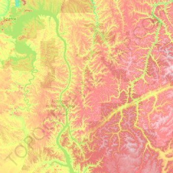 Топографическая карта Усть-Удинский район, высота, рельеф