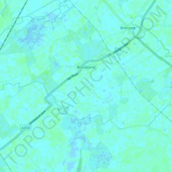 Топографическая карта Brookland, высота, рельеф
