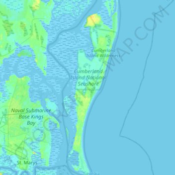 Топографическая карта Cumberland Island, высота, рельеф
