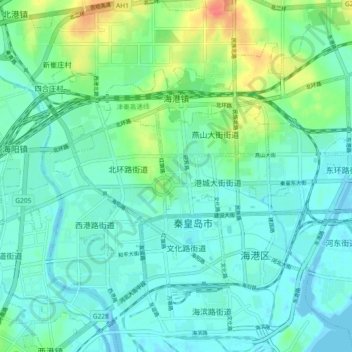 Топографическая карта 海港镇, высота, рельеф