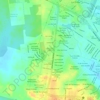 Топографическая карта Condesa, высота, рельеф
