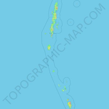 Топографическая карта Andaman and Nicobar Islands, высота, рельеф