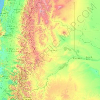 Топографическая карта Neuquén, высота, рельеф