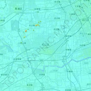 Топографическая карта 松江区, высота, рельеф