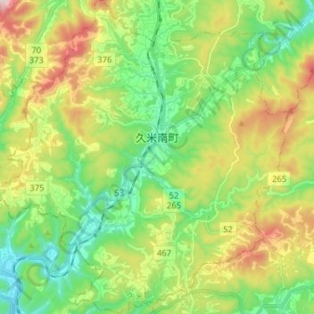 Топографическая карта 久米南町, высота, рельеф