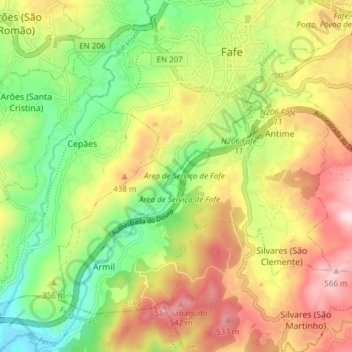 Топографическая карта Rio Ferro, высота, рельеф