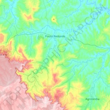 Топографическая карта Pouso Redondo, высота, рельеф